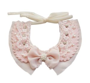 Lovely Pink Pet Collar With Pearl Bowknot Princess Dog Costume Decor Accessories