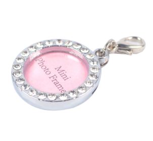 Pet Round Rhinestone Writable Name Telephone ID Tags for Dogs