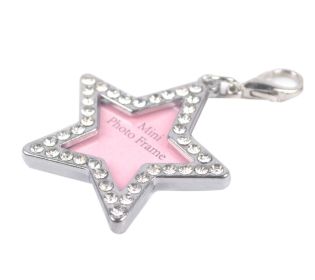 Pet Star Shape Rhinestone Writable Name Telephone ID Tags for Dogs