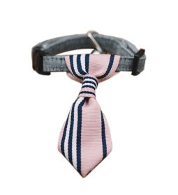 Adjustable Pink Vertical Stripe Dog Neck Tie Gentleman Dog Collar 6-11 Inches