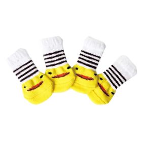 4 Pcs Dogs Knitted Socks Yellow Chick Dog Paw Protection Foot Covers Scratch Dirt Resistant Puppy Teddy Corgi Pet Shoes