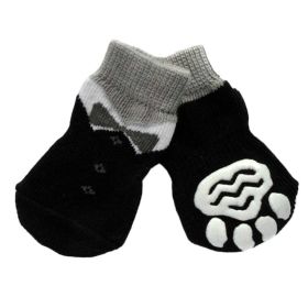 4 Pcs Cute Puppy Socks Knitted Pet Socks Dog Paw Protection Poodle Teddy Socks, Black Suit