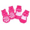 4 Pcs Indoor Dogs Knitted Socks Pink Rabbit Pattern Dog Paw Protection Foot Covers Puppy Teddy Corgi Pet Shoes