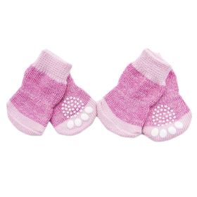 4 Pcs Pink Knitted Dogs Socks Cute Pet Socks Dog Paw Protection for Puppy Indoor Wear