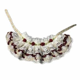 Handmade Retro Lace Collars Dog Necklace Neckerchief Wine Red Rose 8.2-11.2"