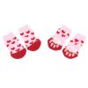 4 Pcs Knit Dog Socks Dog Paw Protection for Indoor Wear, Pink Red Hearts