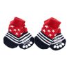 4 Pcs Red Stars Cute Puppy Socks Knitted Pet Socks Dog Paw Protection for Puppy Indoor Wear