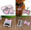 Pet Round Rhinestone Writable Name Telephone ID Tags for Dogs