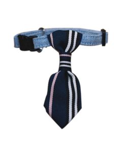 collAdjustable Deep Blue Stripe Dog Cat Neck Tie Decorative Gentleman Dog Collar 6-11 Inches