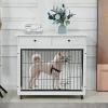 Dog Crate Furniture, Wooden Dog Crate End Table, 38.4 Inch Dog Kennel with 2 Drawers Storage, Heavy Duty Dog Crate