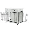 Dog Crate Furniture, Wooden Dog Crate End Table, 38.4 Inch Dog Kennel with 2 Drawers Storage, Heavy Duty Dog Crate