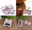 Pet Rectangle Rhinestone Writable Name Telephone ID Tags for Dogs