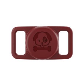 Silicone Protective Sleeve For Airtags Pet Dog Positioning Tracker Collar Cover Anti-lost Protective Case (Color: Wine Red)