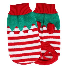 Pet Christmas Turtleneck Sweater Dog Christmas Clothes Snowman Stripes Costume Winter Holiday Sweater for Small Medium Kitten Puppy Dogs (Type: Furball, size: XL)