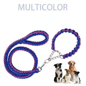 Eight-strand nylon braided dog collar leash dog chain impact blasting chain pet leash (colour: purple, Specification (L * W): S)