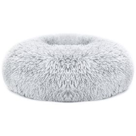 Pet Dog Bed Soft Warm Fleece Puppy Bed Dog Cozy Nest Sofa Bed Cushion M Size (Color: Gray, size: M)