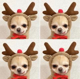 Christmas Dog Winter Warm Clothing Cute Plush Coat Hoodies Pet Costume Jacket For Puppy French Bulldog Chihuahua Small Dog Clothing (Color: Coffee, size: XXL)