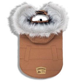 Touchdog 'Eskimo-Swag' Duck-Down Parka Dog Coat (Color: Brown, size: X-Small)