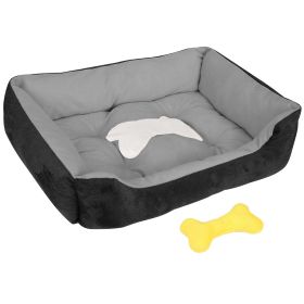 Pet Dog Bed Soft Warm Fleece Puppy Bed Dog Cozy Nest Sofa Bed Cushion Mat S Size (Color: Black, size: S)