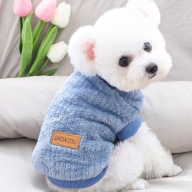 Pet Sweater; Warm Winter Plush Dog Sweater Knitwear; For Small & Medium Dogs (Color: Navy Blue, size: L)