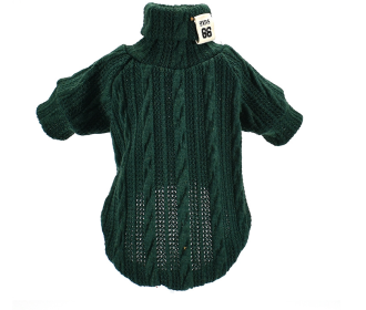 Pet Turtleneck Knitted Sweater Winter Dog Keep Warm (Color: Green, size: L)