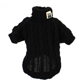 Pet Turtleneck Knitted Sweater Winter Dog Keep Warm (Color: Black, size: L)