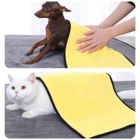 New coral velvet speed pet dry towel dog bath towel soft absorbent pet bath towel (Color: [For adult cats] 30 * 60cm, size: yellow)