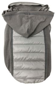 Pet Life 'Apex' Lightweight Hybrid 4-Season Stretch and Quick-Dry Dog Coat w/ Pop out Hood (Color: Grey, size: large)