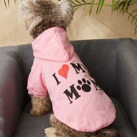 Pet Hoodie For Small & Medium Dogs; I Love My Mom Dog Hoodie; Cute Pet Apparel (Color: Pink, size: XS)