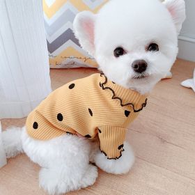 Dot turtleneck dog bottoming shirt (Color: Yellow, size: L)