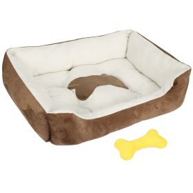 Pet Dog Bed Soft Warm Fleece Puppy Bed Dog Cozy Nest Sofa Bed Cushion Mat S Size (Color: Brown, size: S)