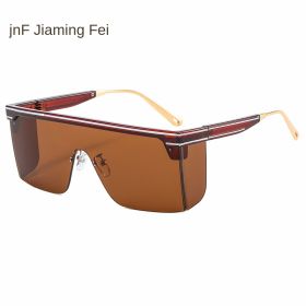 one-piece rimmed sunglasses personality letters Cross border sunglasses Manufacturer direct sales glasses (colour: C4 tea frame tea slice)