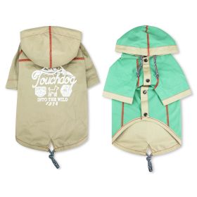 Touchdog 'Cloudburst' Waterproof Reversible Dog Raincoat (Color: Khaki, size: medium)