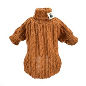 Pet Turtleneck Knitted Sweater Winter Dog Keep Warm (Color: Khaki, size: L)