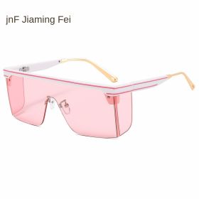 one-piece rimmed sunglasses personality letters Cross border sunglasses Manufacturer direct sales glasses (colour: C3 white frame powder tablet)