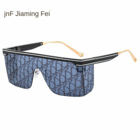 one-piece rimmed sunglasses personality letters Cross border sunglasses Manufacturer direct sales glasses (colour: C6 black frame watermark black gray chip)