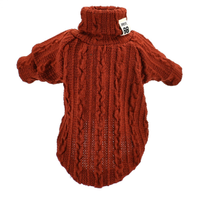 Pet Turtleneck Knitted Sweater Winter Dog Keep Warm (Color: Orange, size: L)